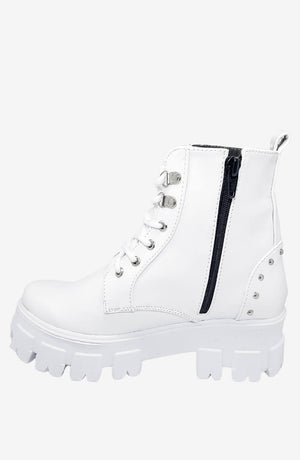 Botas Tachuelas Victoria Blancos con cremallera, cordones y plataforma