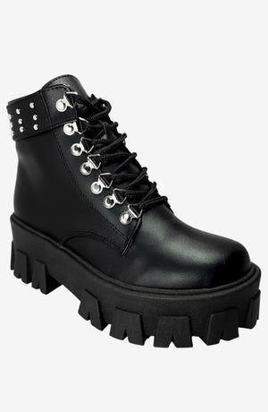 Botines Con Taches Lupe color negro con plataforma, cordones y plantillas acolchadas