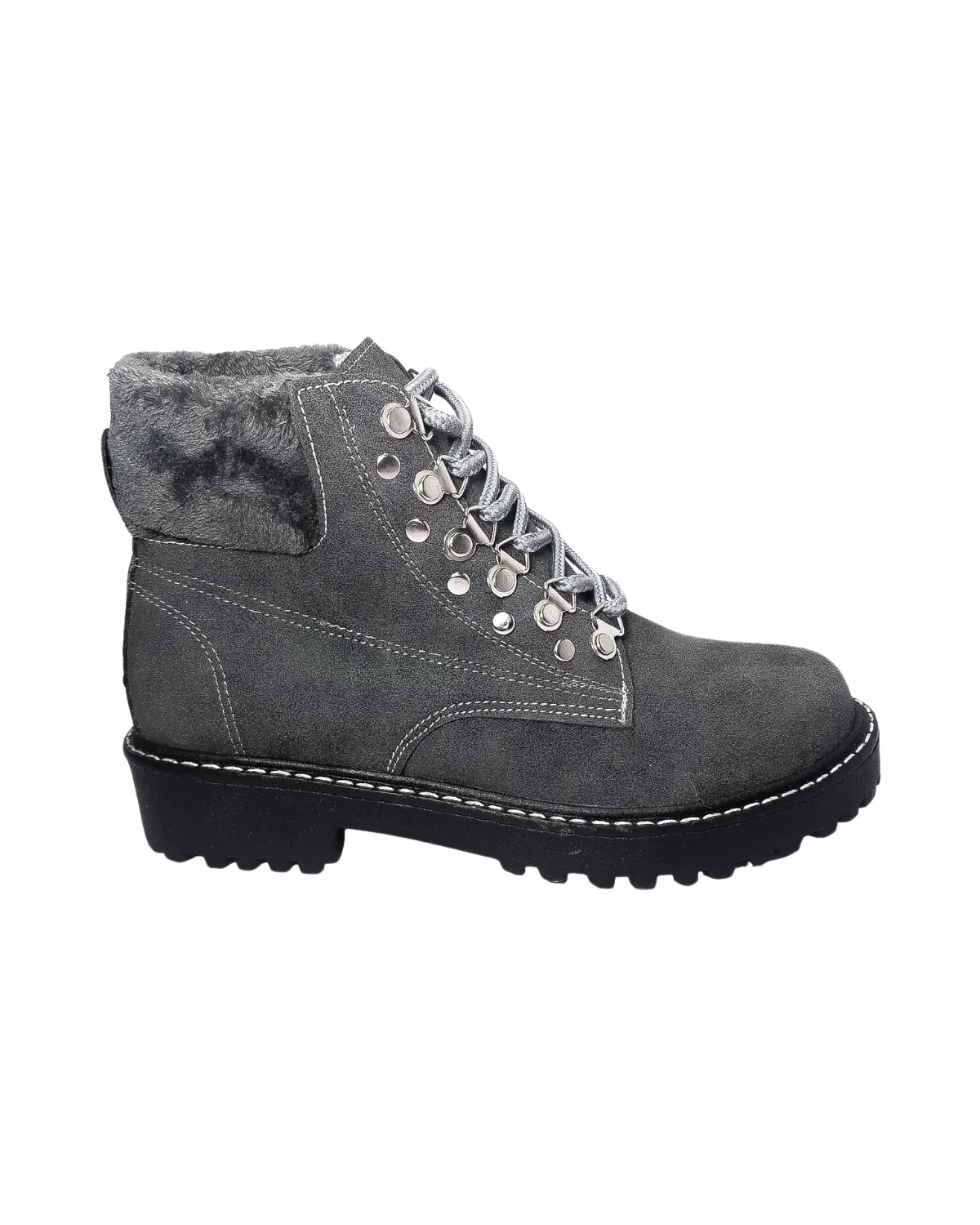 Botines Planos Acordonados Alba Gris